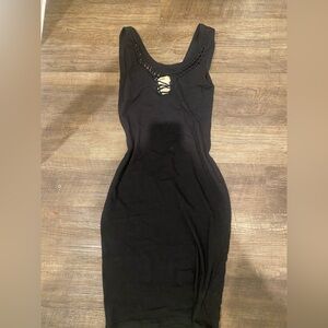 Fuzzi Black Crochet Detail Knit Dress – Size M